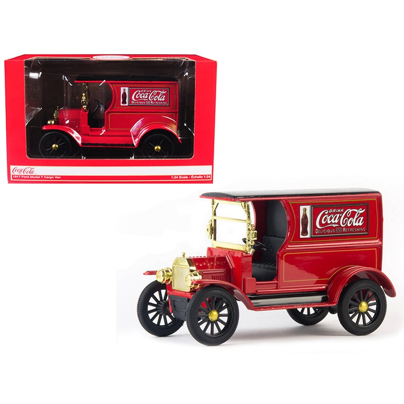 1917 Ford Model T Cargo Van “Coca-Cola” Red with Black Top 1/24 Diecast Model Car by Motorcity Classics