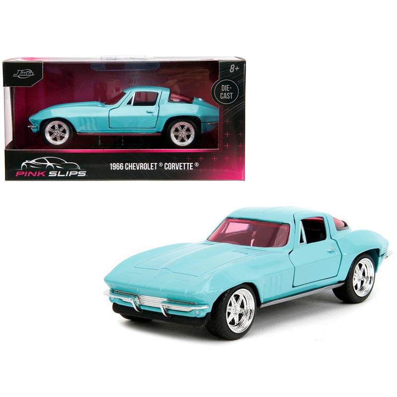 1966 Chevrolet Corvette Light Blue with Pink Tinted Windows “Pink Slips” Series 1/32 Diecast Model Car by Jada