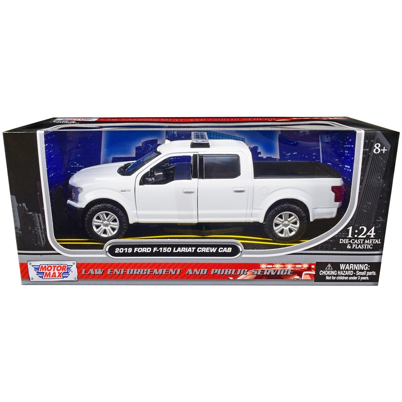 2019 Ford F-150 Lariat Crew Cab Pickup Truck Unmarked Plain White “Law Enforcement and Public Service” Series 1/24 Diecast Model Car by Motormax