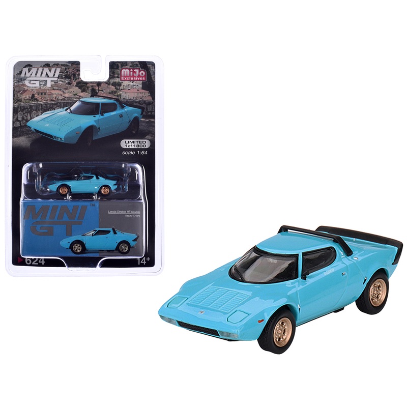 Lancia Stratos HF Stradale Azzuro Chiaro Blue Limited Edition to 1800 pieces Worldwide 1/64 Diecast Model Car by Mini GT