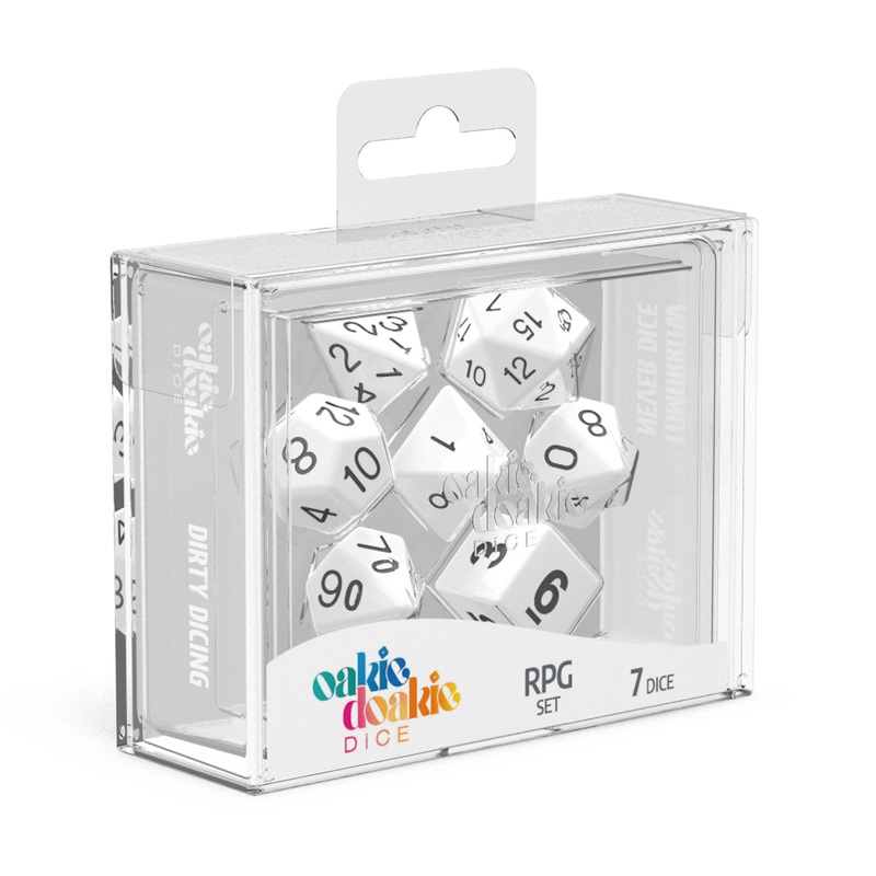 Oakie Doakie Dice – RPG Set Solid White (7)