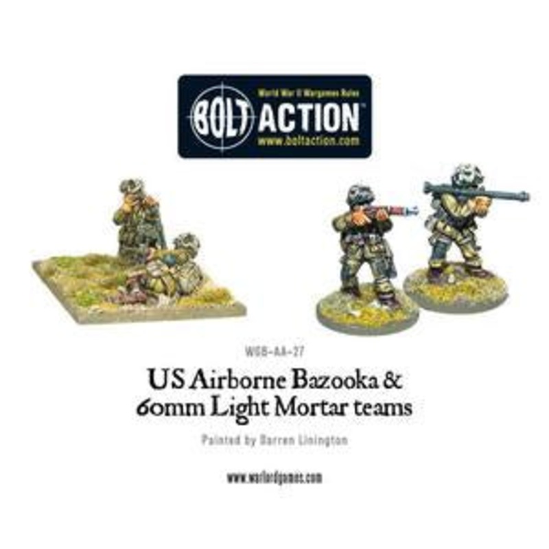 Warlord – Bolt Action: US Airborne Bazooka & 60mm Light Mortar Team (Metal)
