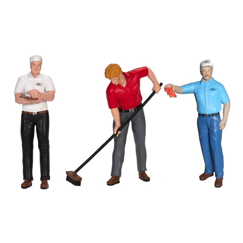 Ford Cervice Center (1965) 3 Piece Figure Set 1/18 by Motorhead Miniatures