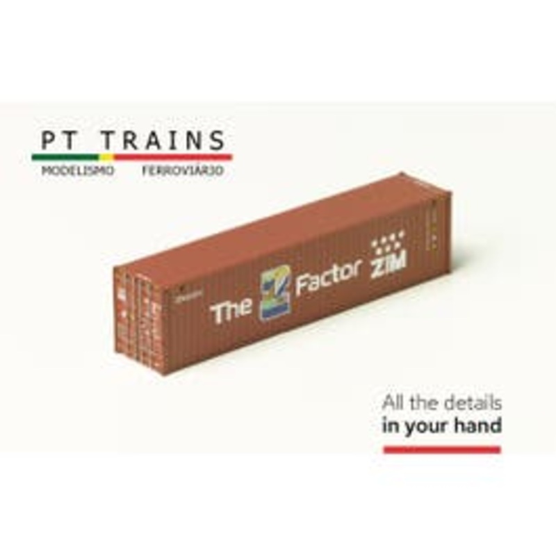 PT Trains 840050.1 HO Container 40HC ZIM (ZCSU7278098) (Extremely Delicate Doors)