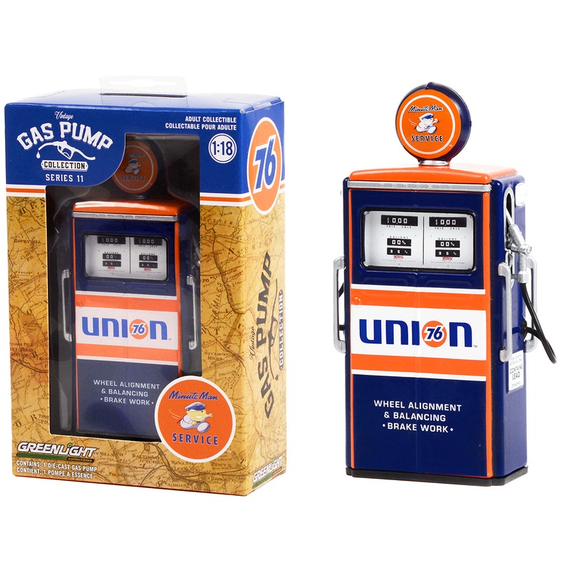 1954 Tokheim 350 Twin Gas Pump “Union 76 Minute Man Service” Dark Blue and Orange “Vintage Gas Pumps” Series 11 1/18 Diecast Model by Greenlight
