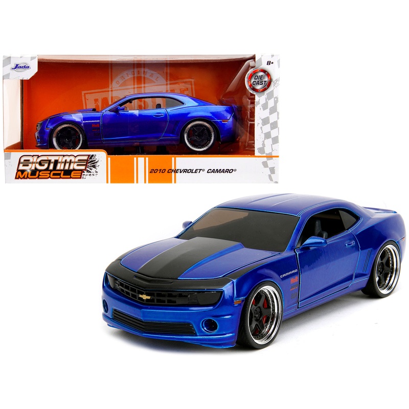 2010 Chevrolet Camaro Candy Blue with Black Hood “Bigtime Muscle” Series 1/24 Diecast Model Car by Jada