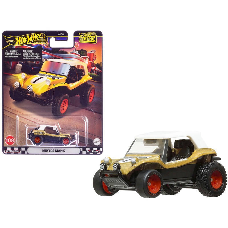 Meyer Manx Dune Buggy #1 Gold Metallic with White Top “Boulevard” Series Diecast Model Car by Hot Wheels