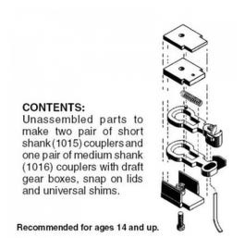 Micro Trains #00102000 Universal Mount Coupler Unassembled 3 pair (2 short, 1 regular shank)