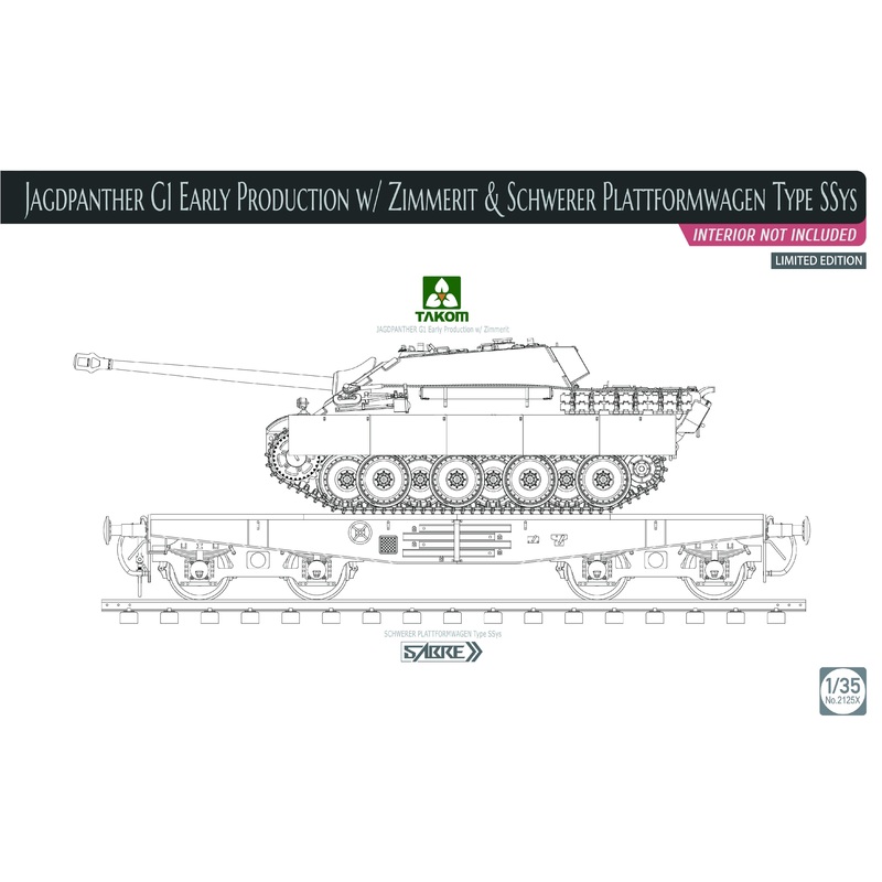 Takom – 1/35 Jagdpanther G1 Early w/Zimmerit & Schwerer Plattformwagen Type SSys (Interior Not Included)