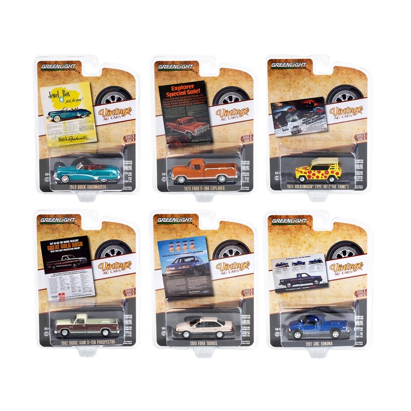 “Vintage Ad Cars” Set of 6 pieces Series 8 1/64 Diecast Model Cars by Greenlight