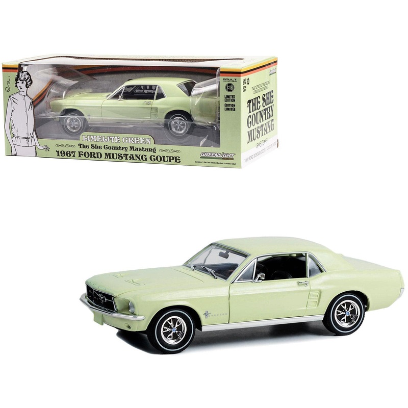 1967 Ford Mustang Coupe Limelite Green Metallic “She Country Special – Bill Goodro Ford Denver Colorado” 1/18 Diecast Model Car by Greenlight