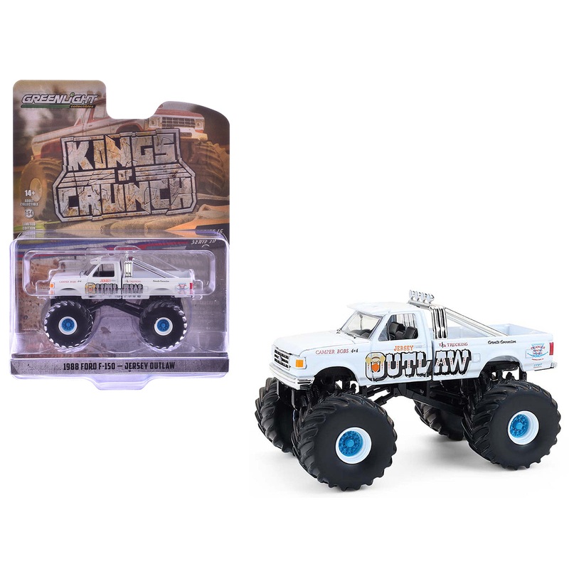 1988 Ford F-150 Monster Truck “Jersey Outlaw” White “Kings of Crunch” Series 16 1/64 Diecast Model Car by Greenlight