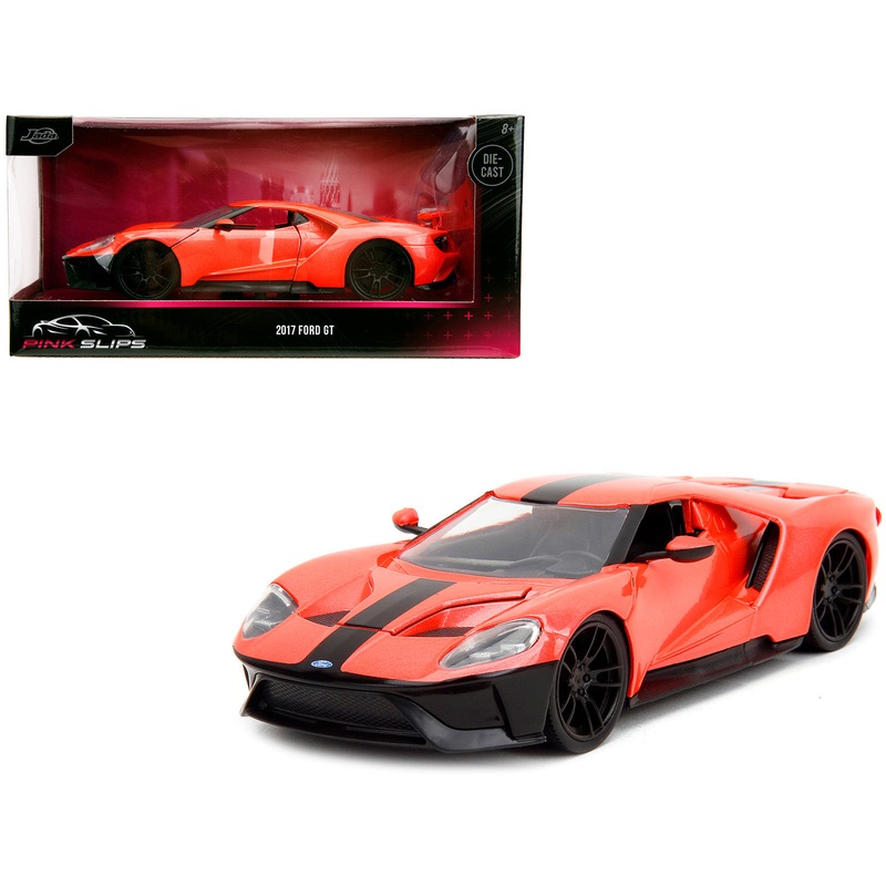 2017 Ford GT Light Red Metallic with Black Stripe “Pink Slips” Series 1/24 Diecast Model Car by Jada