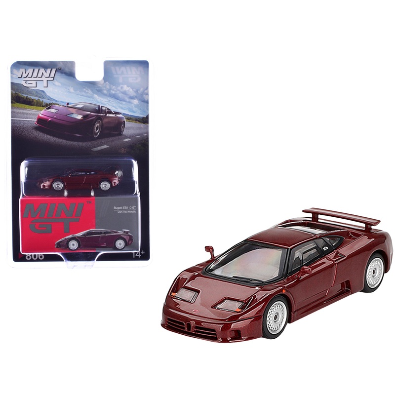 Bugatti EB110 GT Dark Red Metallic Limited Edition 1/64 Diecast Model Car by Mini GT