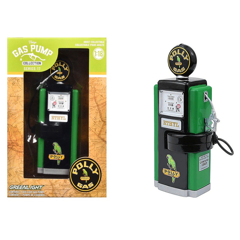 1948 Wayne 100-A Gas Pump “Polly Gas” Black and Green “Vintage Gas Pumps” Series 17 1/18 Diecast Replica by Greenlight