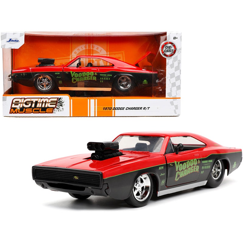 1970 Dodge Charger R/T “Voodoo Charger” Red and Black “Bigtime Muscle” Series 1/24 Diecast Model Car by Jada