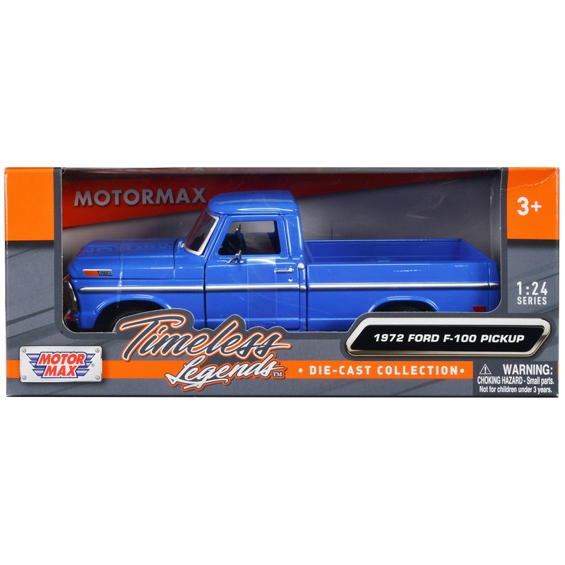 1972 Ford F-100 Pickup Truck Blue “Timeless Legends” Series 1/24 Diecast Model Car by Motormax
