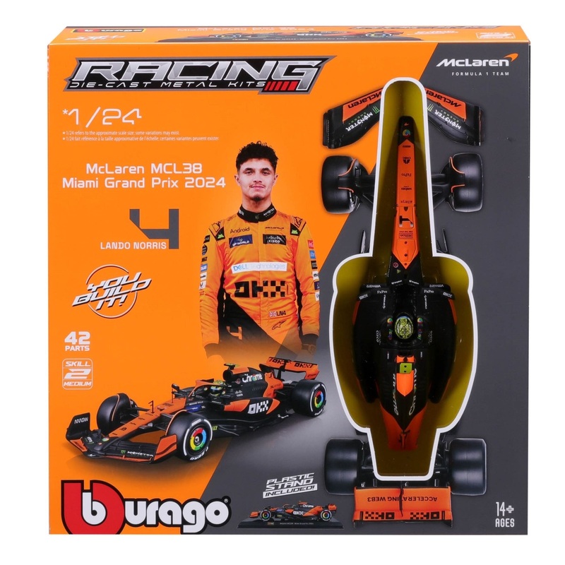 Burago – 1/24 Mclaren F1 MCL38 2024 Model Kit #4 Norris