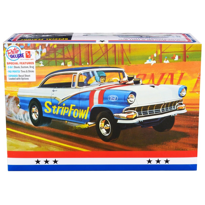 Skill 2 Model Kit 1956 Ford Victoria Hardtop 3 in 1 Kit 1/25 Scale Model by AMT