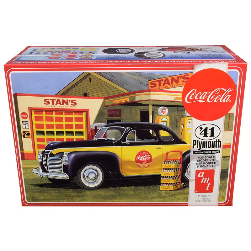 Skill 3 Model Kit 1941 Plymouth Coupe with 4 Bottle Crates “Coca-Cola” 1/25 Scale Model by AMT