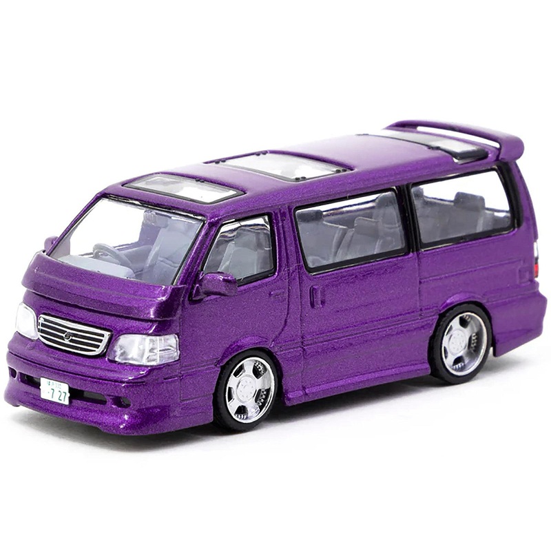 Toyota Hiace Wagon Custom Van RHD (Right Hand Drive) Purple Metallic “Road64” Series 1/64 Diecast Model Car by Tarmac Works