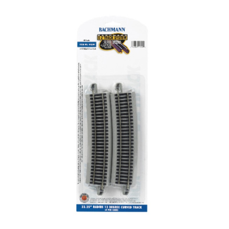 Bachmann 44509 HO Scale E-Z Track 33.25Radius 12 Degree Curved Track (4/card)