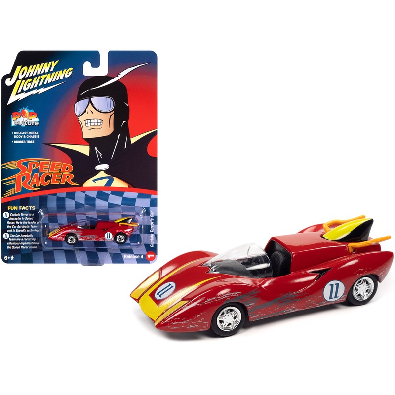 Captain Terror’s Car #11 Red (Raced Version) “Speed Racer” (1967) TV Series “Pop Culture” 2022 Release 4 1/64 Diecast Model Car by Johnny Lightning