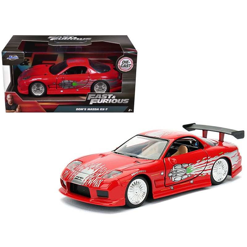 Dom’s Mazda RX-7 Red with Graphics “Fast & Furious” Movie 1/32 Diecast Model Car by Jada