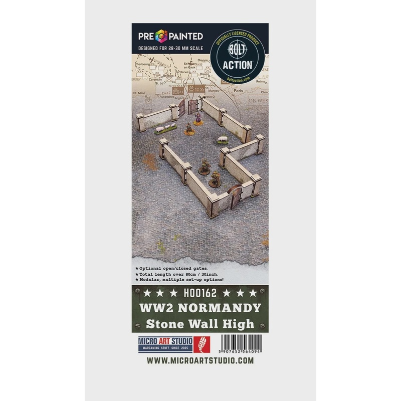 Micro Art Studio – WW2 Normandy  High Stone Wall with Gate  (H00162)