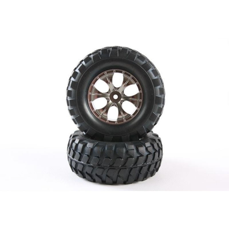 Tamiya – Rock Block Tyres w/Taper 6-Spoke Wheel (2)