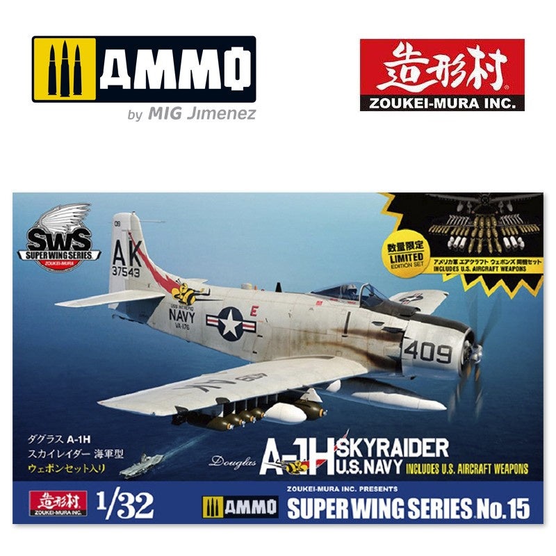 Zoukei-Mura – 1/32 DOUGLAS A-1H Skyraider U.S NAVY Incl U.S Aircraft Weapons