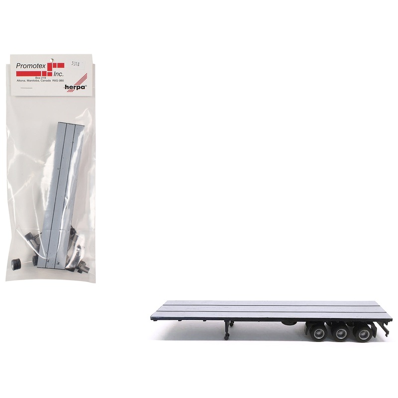48ft 3-Axle Flatbed Trailer Gray Top 1/87 (HO) Plastic Model by Promotex