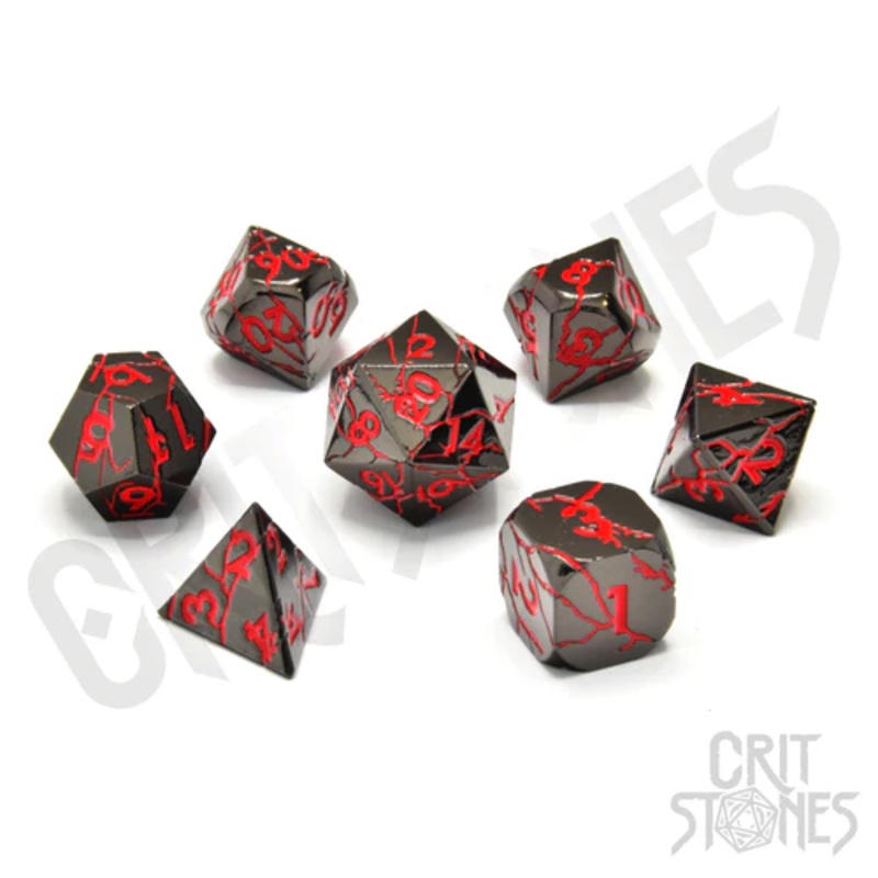 CritStones –  Metal RPG Dice Set – Infernal Iron