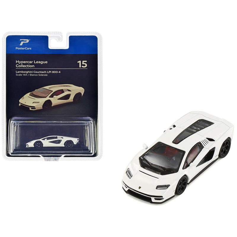 Lamborghini Countach LPI 800-4 Bianco Siderale White “Hypercar League Collection” 1/64 Diecast Model Car by PosterCars