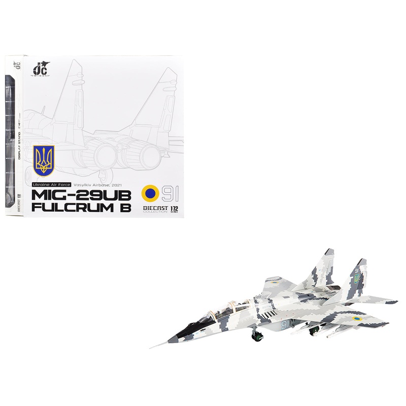 Mikoyan MiG-29UB Fulcrum-B Fighter Aircraft “Vasylkiv Air Base Ukraine” (2021) Ukrainian Air Force 1/72 Diecast Model by JC Wings