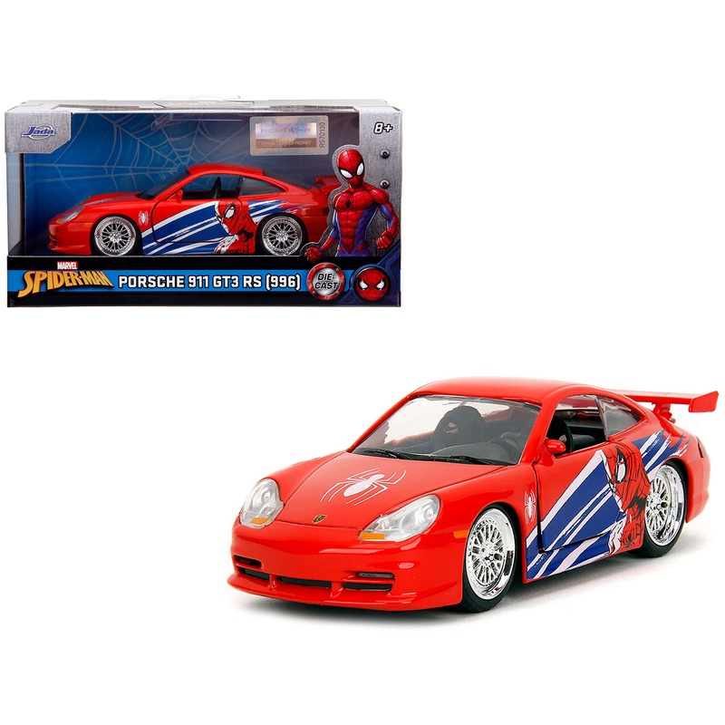 Porsche 911 GT3 RS (996) Red with Graphics “Marvel’s Spider-Man” 1/32 Diecast Model Car by Jada