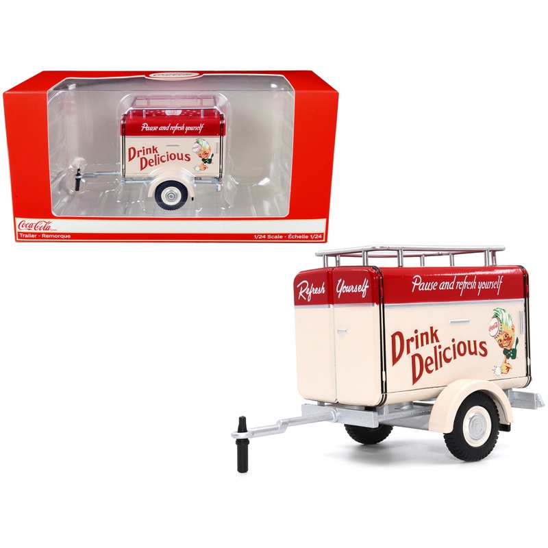 Travel Trailer Cream with Red Top “Pause and Refresh Yourself Drink Delicious Coca-Cola” 1/24 Diecast Model Car by Motor City Classics