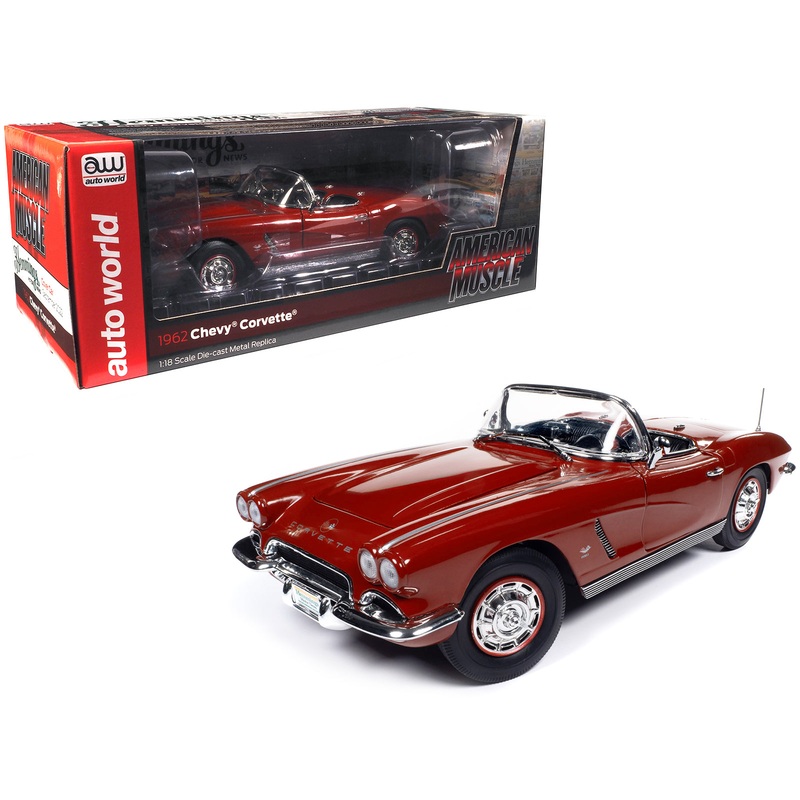 1962 Chevrolet Corvette Convertible Honduras Maroon Metallic “Hemmings Motor News September 2022 Cover Car” “American Muscle” Series 1/18 Diecast Model Car by Auto World