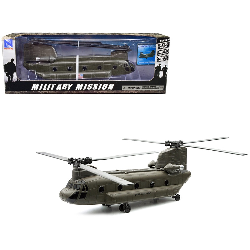 Boeing CH-47 Chinook Aircraft “United States Army” Olive Drab “Military Mission” Series 1/60 Diecast Model by New Ray
