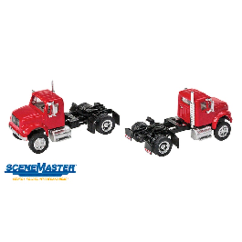 Walthers #949-11191 International 4900 Single-Axle Tractor – Assembled — Single-Axle Semi Tractor (red)