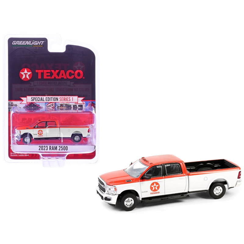 2023 Ram 2500 Pickup Truck “Texaco” Orange and White “Texaco Special Edition” Series 1 1/64 Diecast Model Car by Greenlight