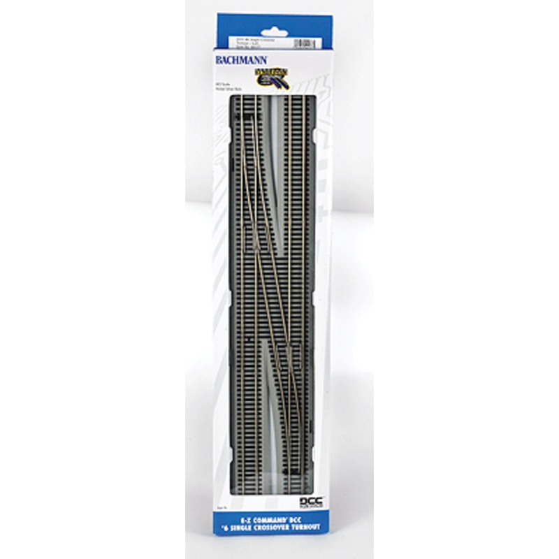 Bachmann 44137 HO Decoder-Equipped E-Z Track Turnout – Single-Crossover #6 Left Hand