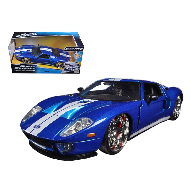 Ford GT Blue with White Stripes “Fast & Furious 7” (2015) Movie 1/24 Diecast Model Car by Jada