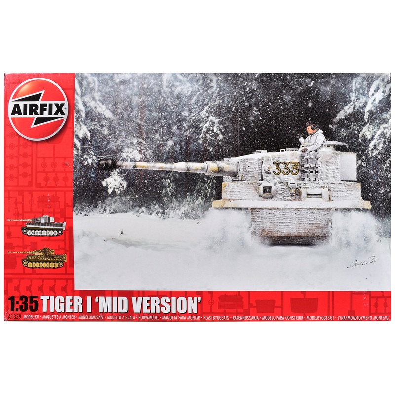 Level 3 Model Kit Tiger I “Mid Version” Tank with 2 Scheme Options 1/35 Plastic Model Kit by Airfix