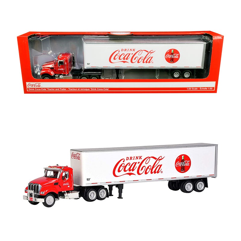 Truck Tractor with 53′ Trailer “Drink Coca-Cola” Red and White 1/50 Diecast Model by Motorcity Classics