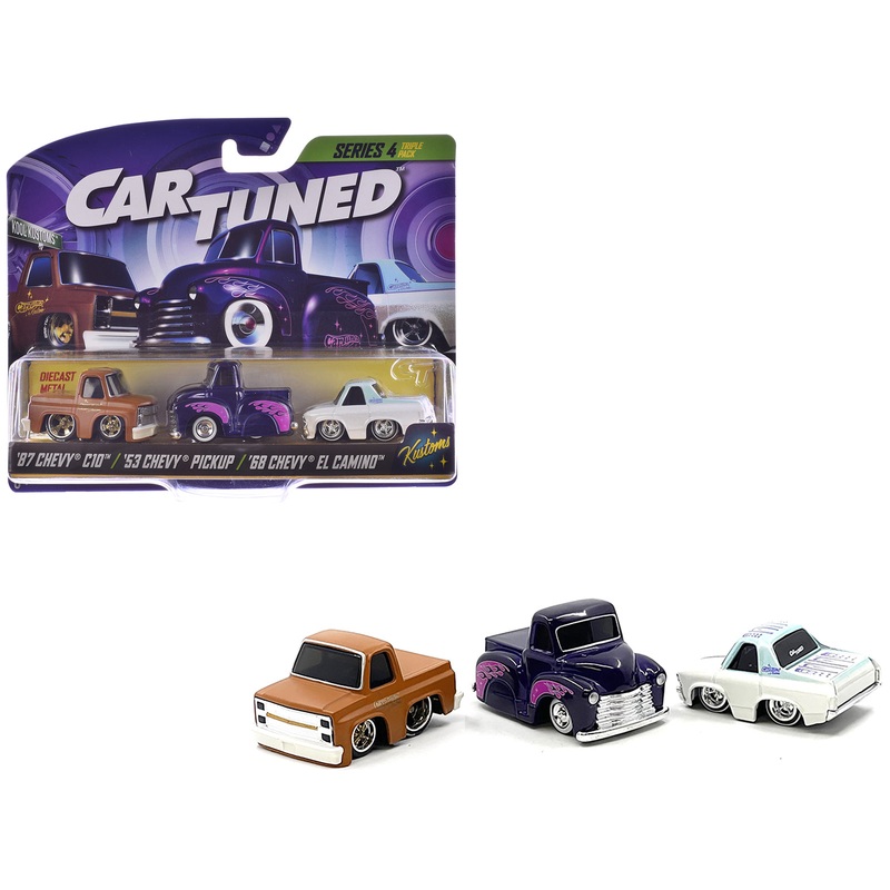 “Kustoms” Series 4 Chevrolet Triple Pack Set of 3 Cars Diecast Model Cars by CarTuned