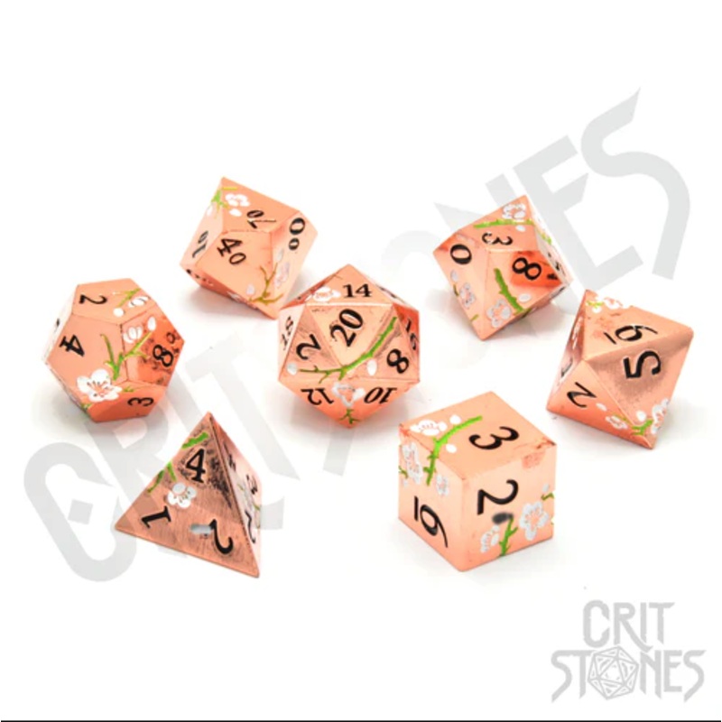 CritStones –  Metal RPG Dice Set – Pink Blossom