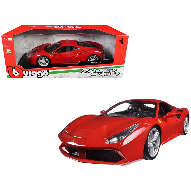 Ferrari 488 GTB Red 1/18 Diecast Model Car by Bburago