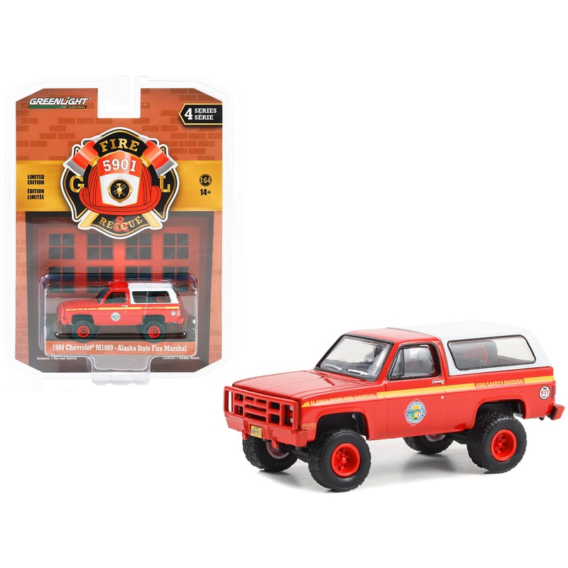 1984 Chevrolet M1009 Red with White Camper Shell “Alaska State Fire Marshal” “Fire & Rescue” Series 4 1/64 Diecast Model Car by Greenlight