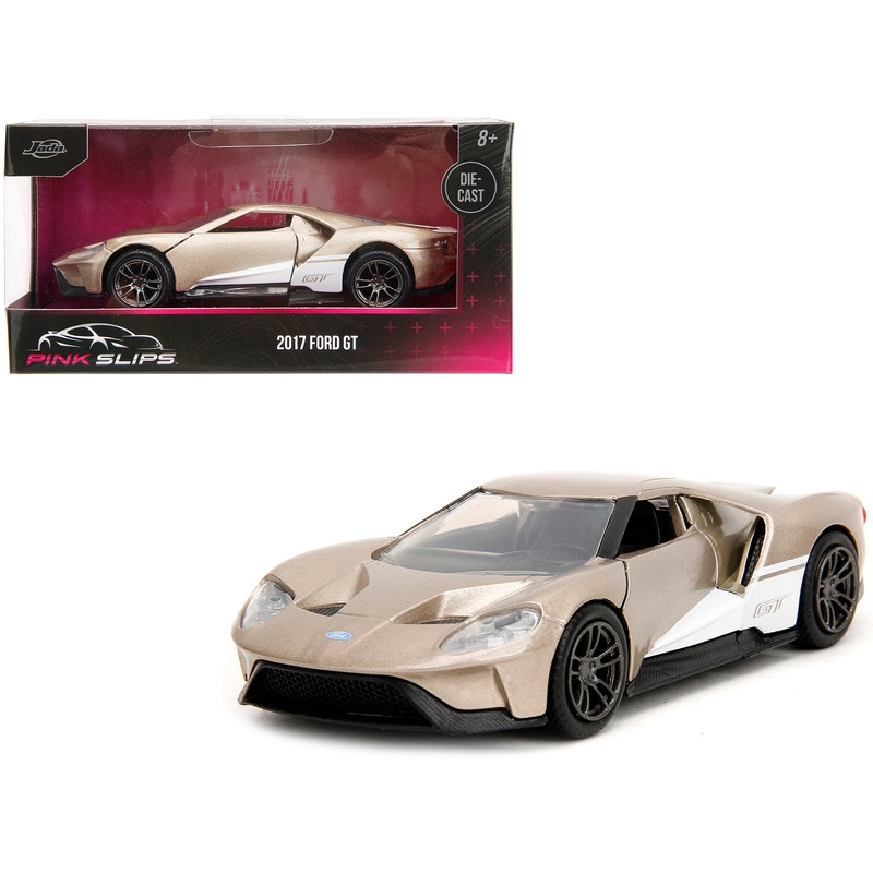 2017 Ford GT Gold Metallic with White Accents “Pink Slips” Series 1/32 Diecast Model Car by Jada